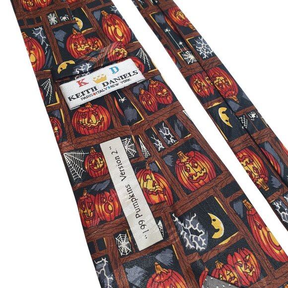 Vintage Keith Daniels 199 Pumpkins Version 2 Halloween Necktie Jack O Lanterns - Picture 4 of 5